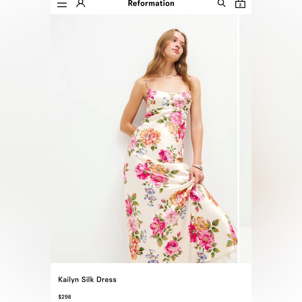 Reformation Kailyn Silk Dress Giverny - Size 4